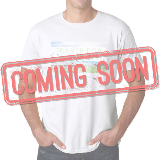 a red stamp saying "coming soon" and a person with a print on his shirt in the background